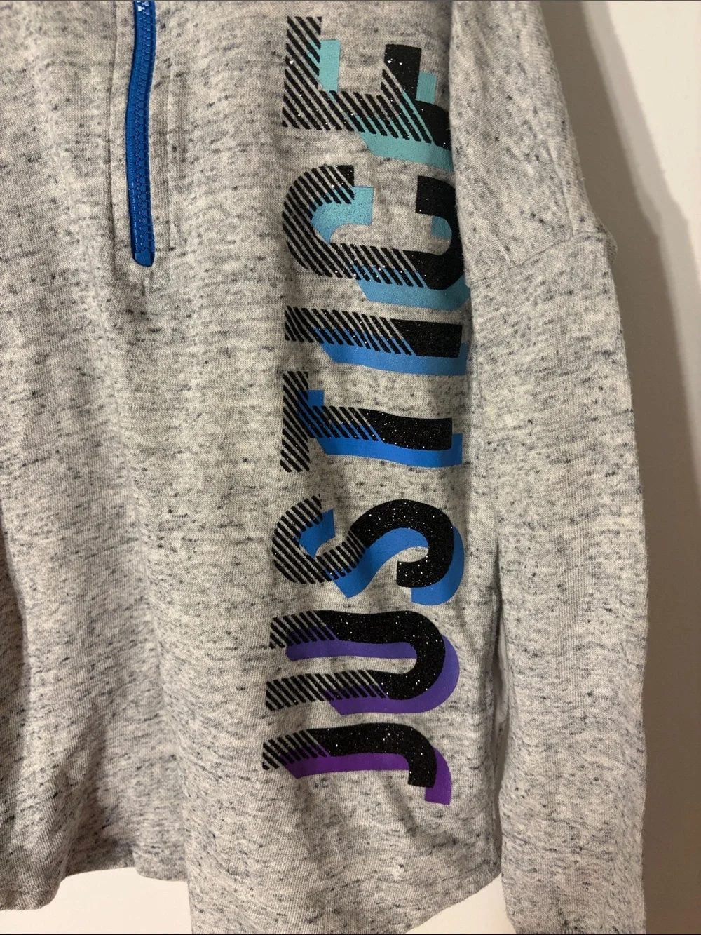 Justice Gray Quarter-Zip Pullover with Blue Accent